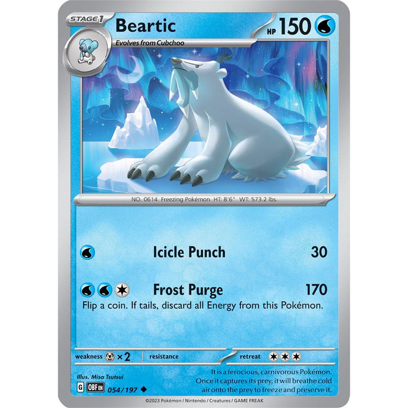 Beartic 054/197 Pokemon Obsidian Flames (OBF EN) Trading Card Uncommon