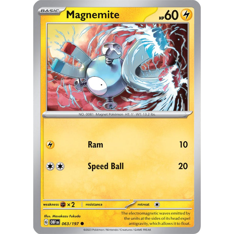 Magnemite 063/197 Pokemon Obsidian Flames (OBF EN) Trading Card Common