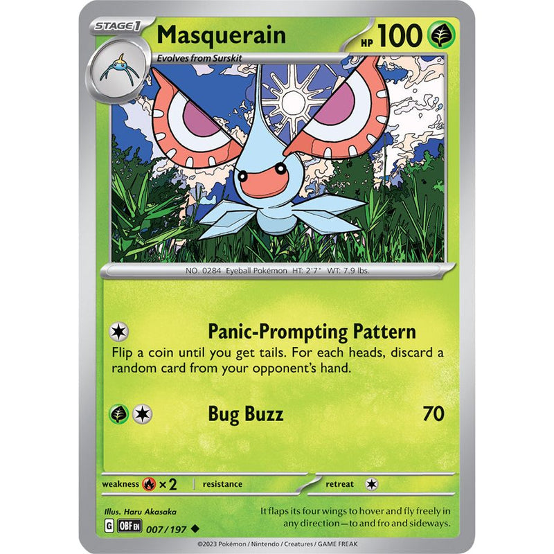 Masquerain 007/197 Pokemon Obsidian Flames (OBF EN) Trading Card Uncommon