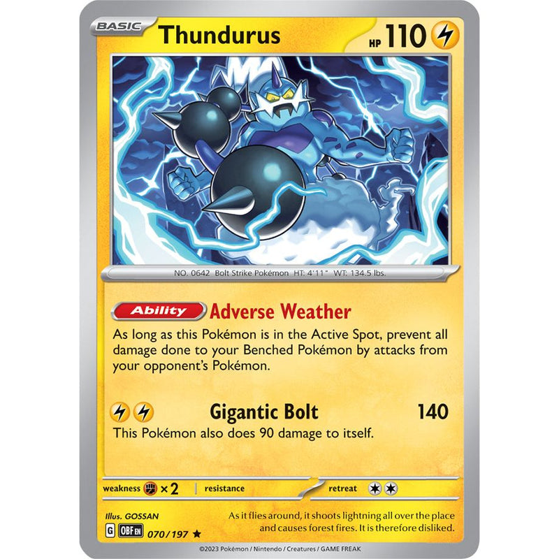 Thundurus 070/197 Pokemon Obsidian Flames (OBF EN) Trading Card Rare
