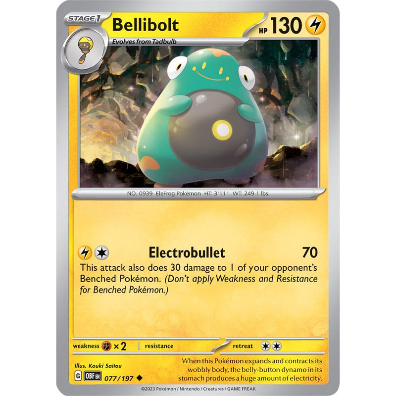 Bellibolt 077/197 Pokemon Obsidian Flames (OBF EN) Trading Card Uncommon