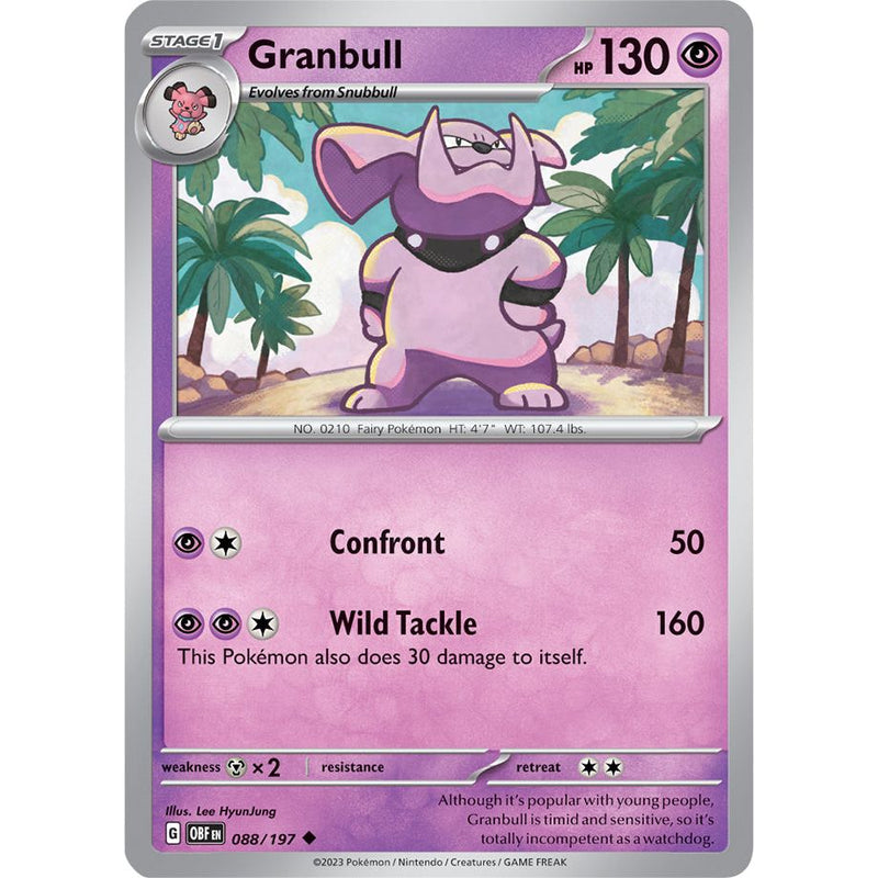 Granbull 088/197 Pokemon Obsidian Flames (OBF EN) Trading Card Uncommon