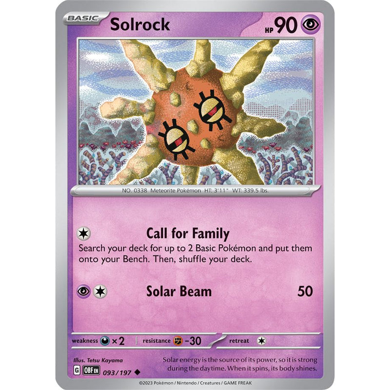 Solrock 093/197 Pokemon Obsidian Flames (OBF EN) Trading Card Uncommon