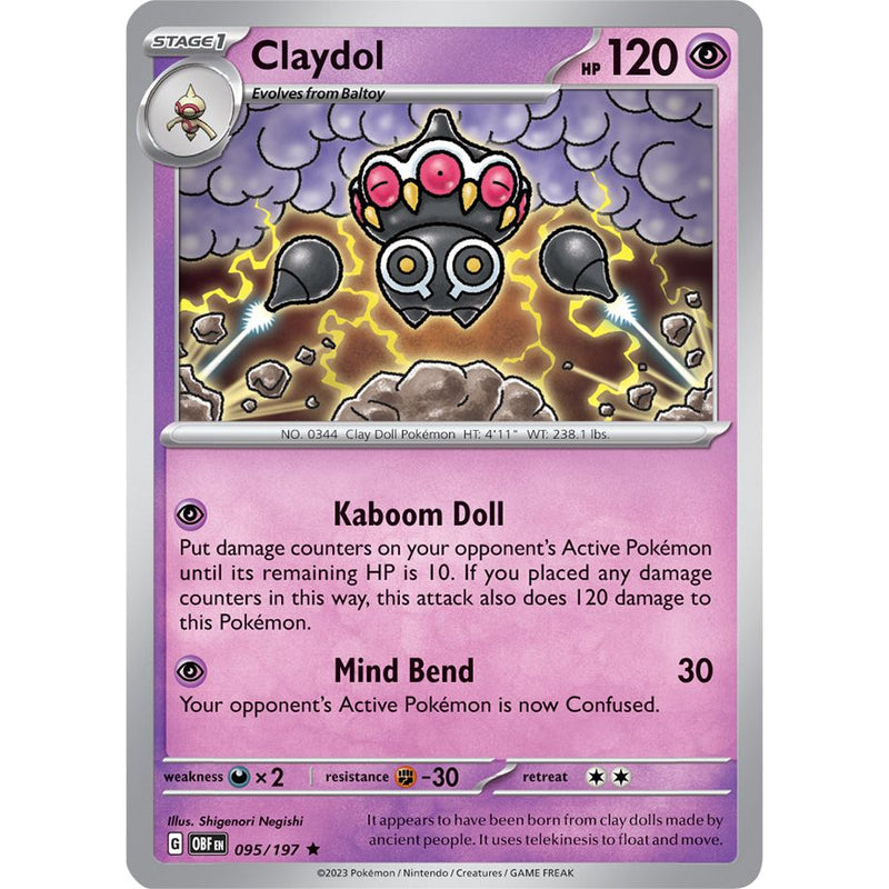 Claydol 095/197 Pokemon Obsidian Flames (OBF EN) Trading Card Rare