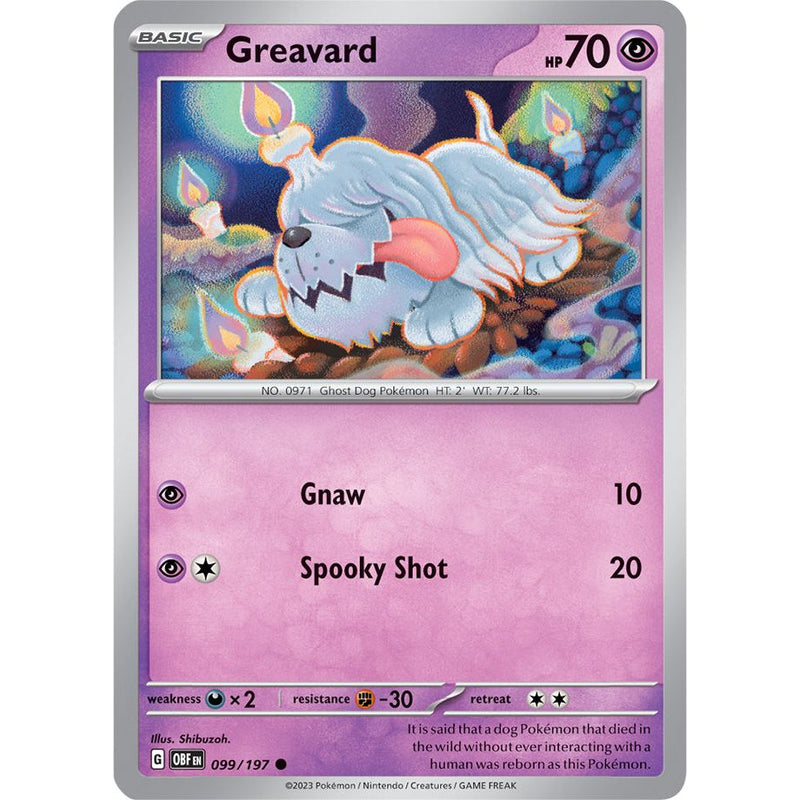 Greavard 099/197 Pokemon Obsidian Flames (OBF EN) Trading Card Common