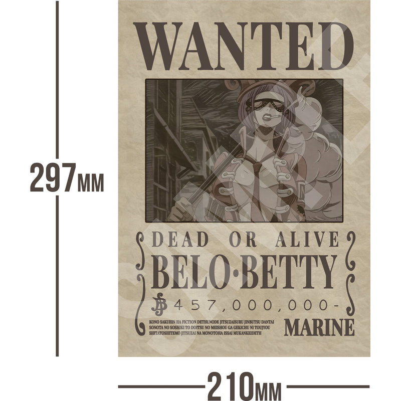 Belo Betty One Piece Wanted Bounty A4 Poster 457,000,000 Belly