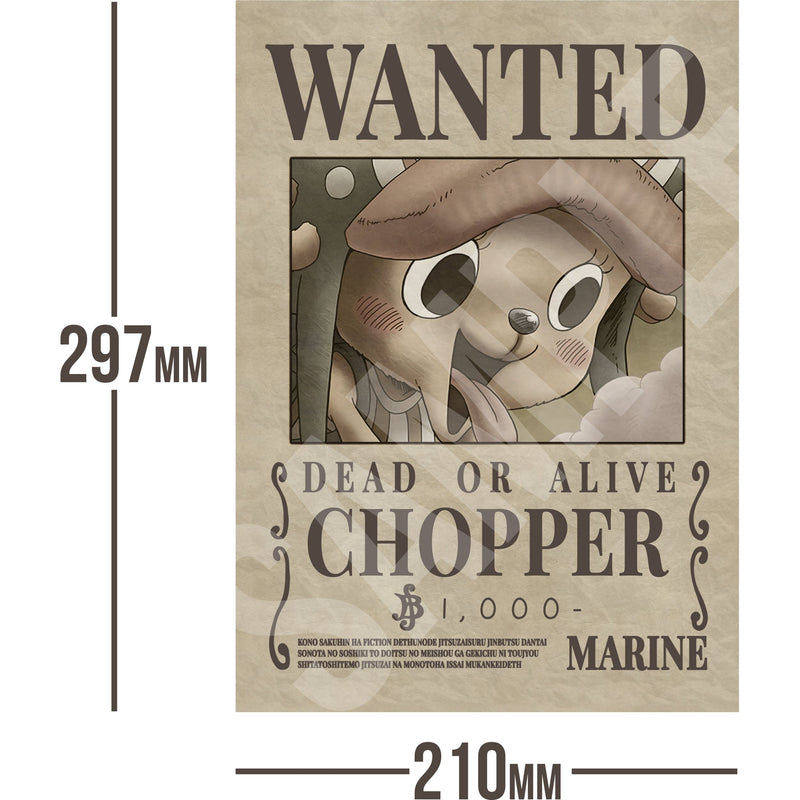 Tony Tony Chopper One Piece Wanted Bounty A4 Poster 1,000 Belly