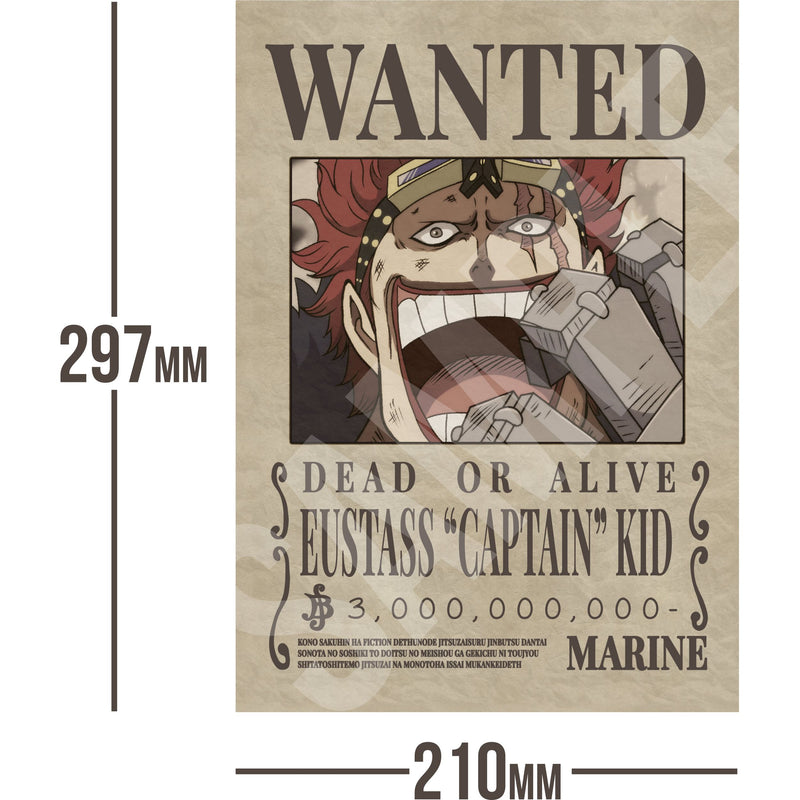 Eustass Kid One Piece Wanted Bounty A4 Poster 3,000,000,000 Belly