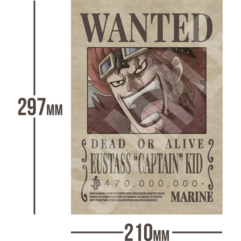 Eustass Kid One Piece Wanted Bounty A4 Poster 470,000,000 Belly