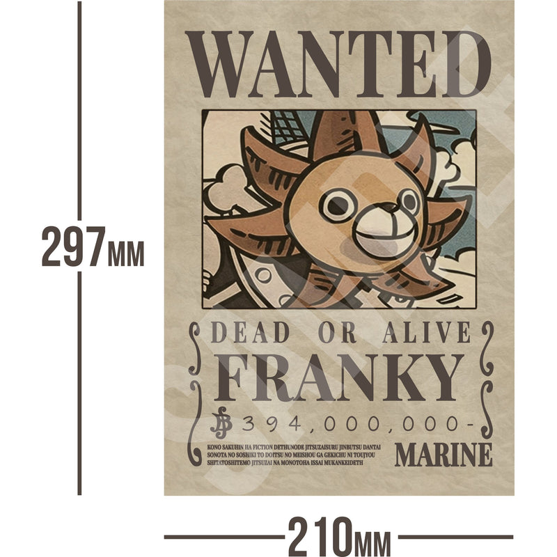 Franky One Piece Wanted Bounty A4 Poster 294,000,000 Belly