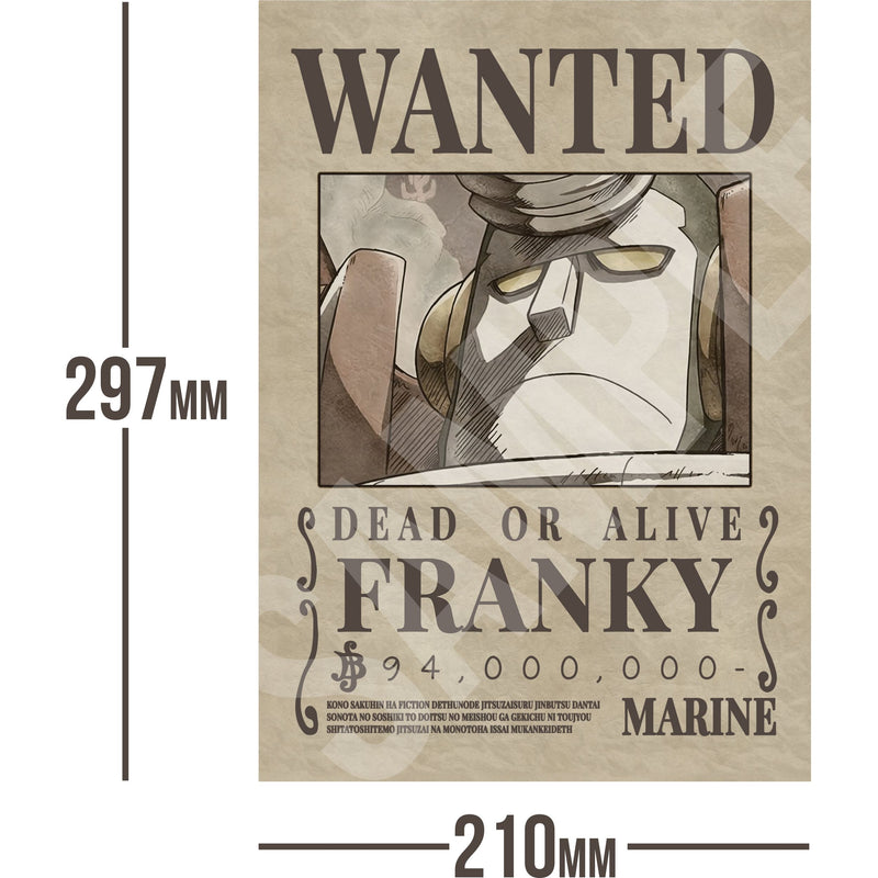 Franky One Piece Wanted Bounty A4 Poster 94,000,000 Belly