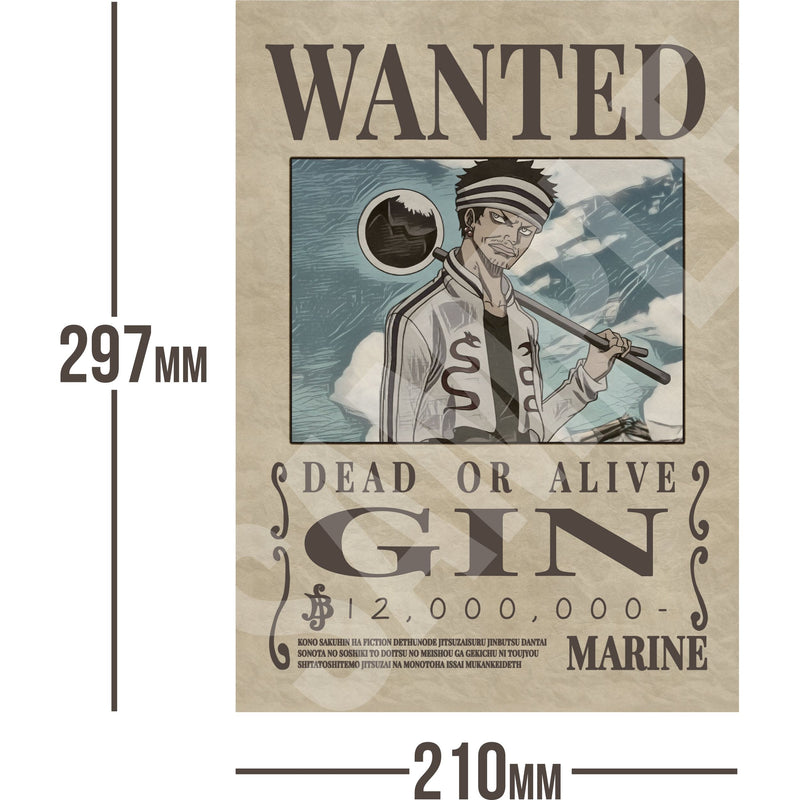Gin One Piece Wanted Bounty A4 Poster 12,000,000 Belly