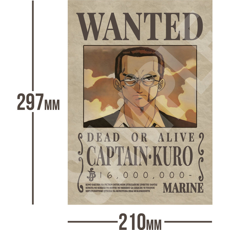 Kuro One Piece Wanted Bounty A4 Poster 16,000,000 Belly