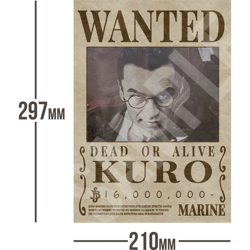 Kuro (Live Action) One Piece Wanted Bounty A4 Poster 16,000,000 Beri