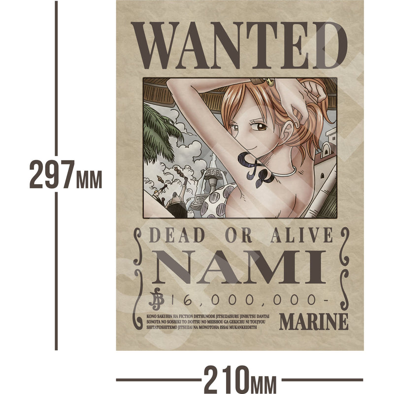 Nami One Piece Wanted Bounty A4 Poster 16,000,000 Belly