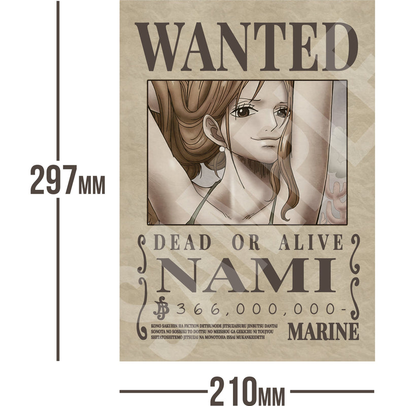 Nami One Piece Wanted Bounty A4 Poster 366,000,000 Belly