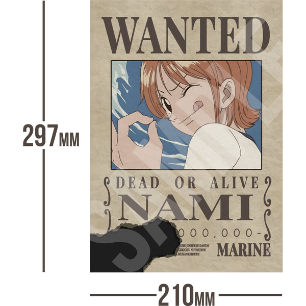 JAW Nami One Piece Wanted Bounty A4 Poster 