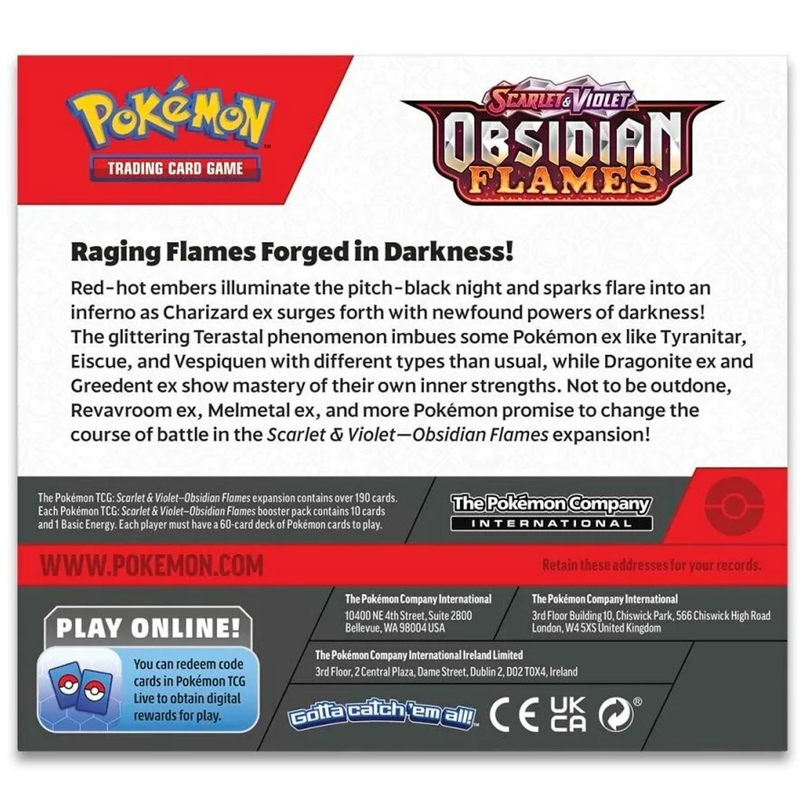 Pokemon Scarlet & Violet Obsidian Flames English Booster Box - Pack Of 36