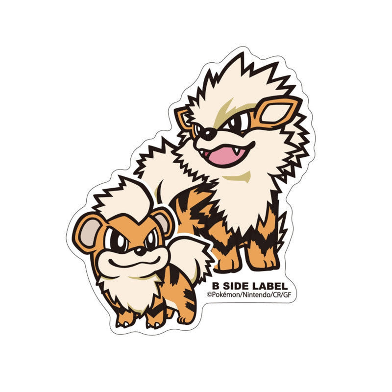 Sticker Growlithe & Arcanine Pokemon B-SIDE LABEL