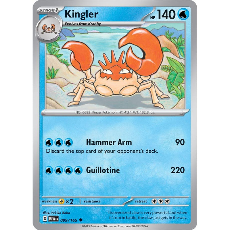 Kingler 099/165 Pokemon 151 (MEW) Trading Card Uncommon