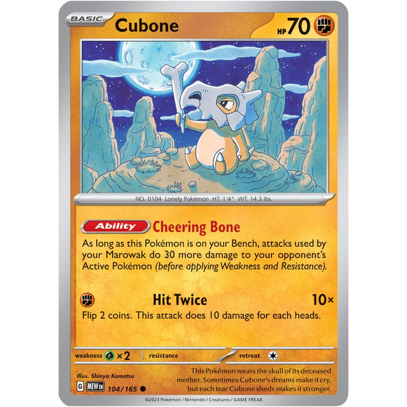 Cubone 104/165 Pokemon 151 (MEW) Trading Card Common
