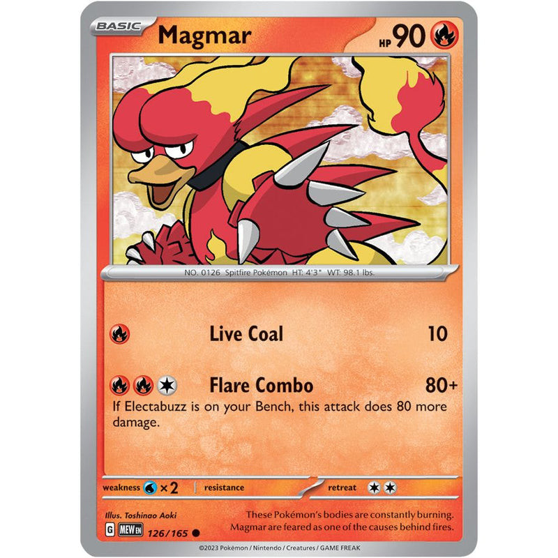 Magmar 126/165 Pokemon 151 (MEW) Trading Card Common