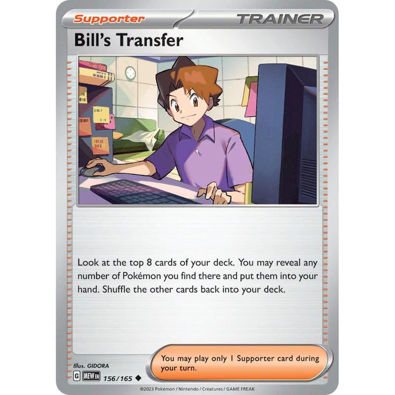 Bill's Transfer 156/165 Pokemon 151 (MEW) Trading Card Uncommon