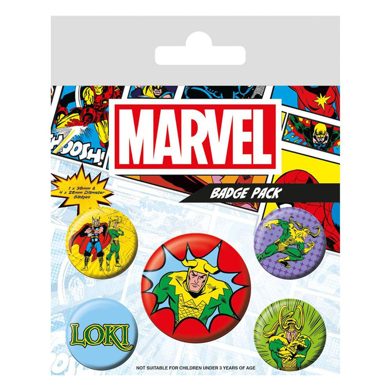 Marvel Pin-Back Buttons Loki Comic - Pack Of 5