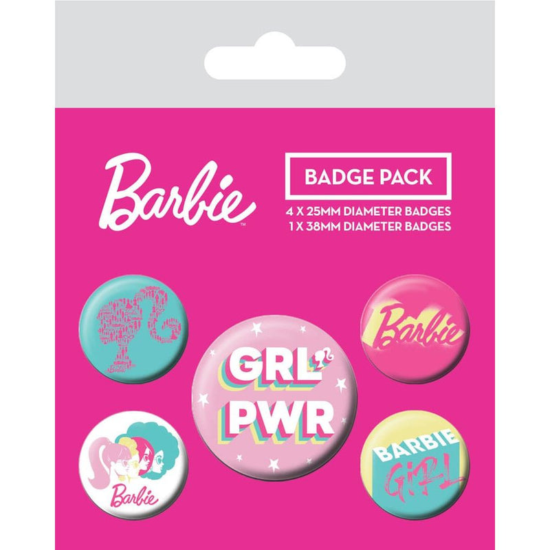 Barbie Pin-Back Buttons Girl Power - Pack Of 5