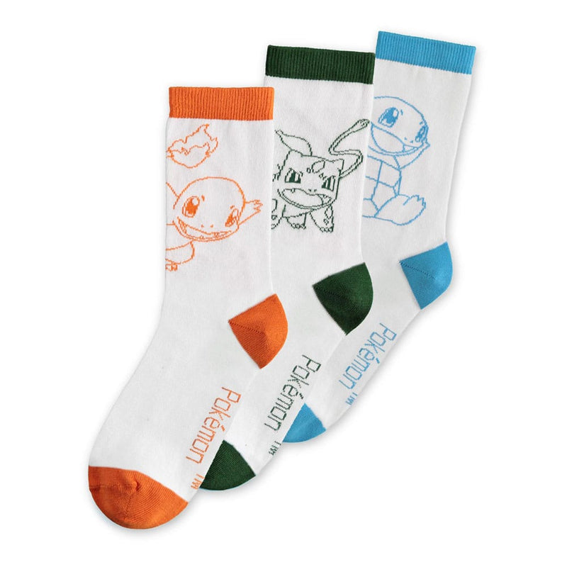 Pokemon Socks Charmander / Bulbasaur / Squirtle - Pack Of 3