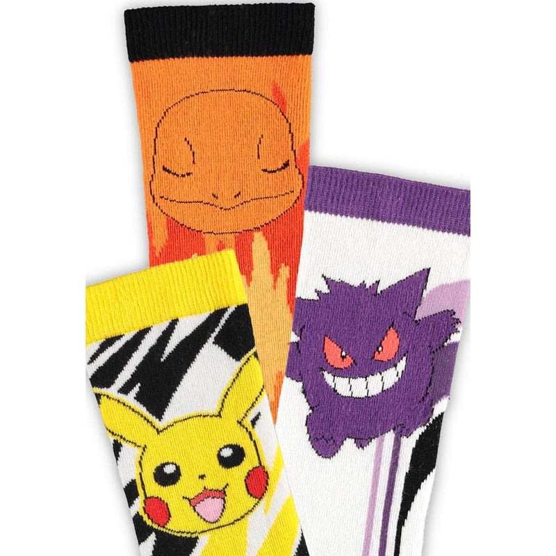 Pokemon Socks Pikachu / Charmander / Gengar - Pack Of 3