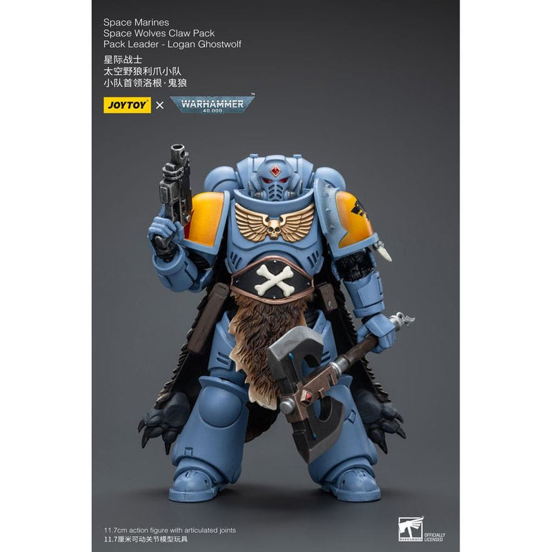 Warhammer 40k Action Figure 1/18 Space Marines Space Wolves Claw Pack Leader -Logan Ghostwolf 12 CM