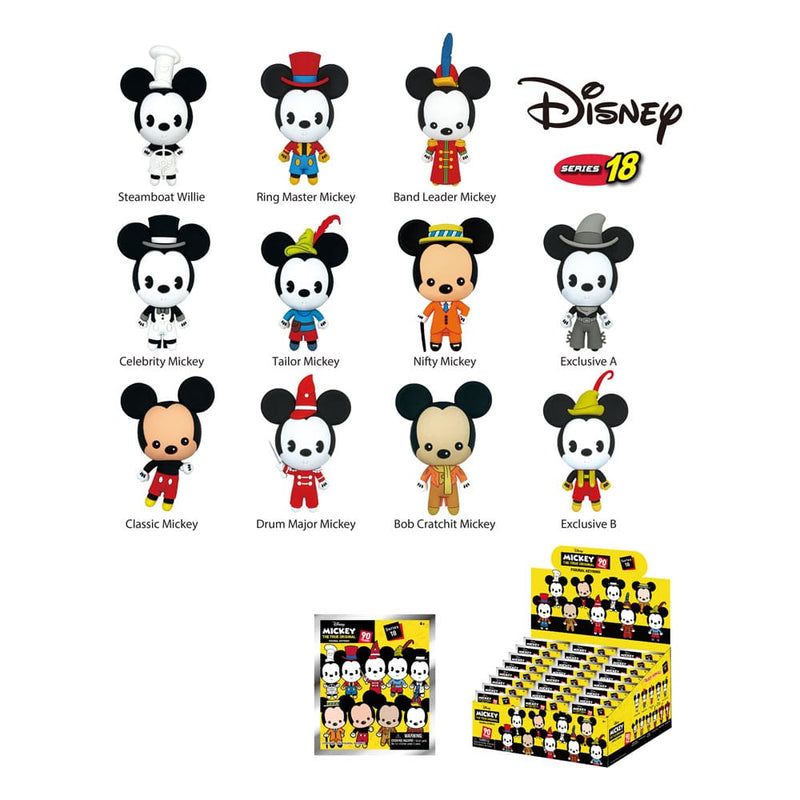 Disney PVC Bag Clips Mickey Through The Year Series 18 Display - Pack Of 24