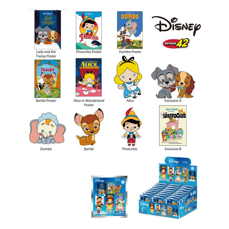 Disney PVC Bag Clips Classic Collection Series 42 Display - Pack Of 24
