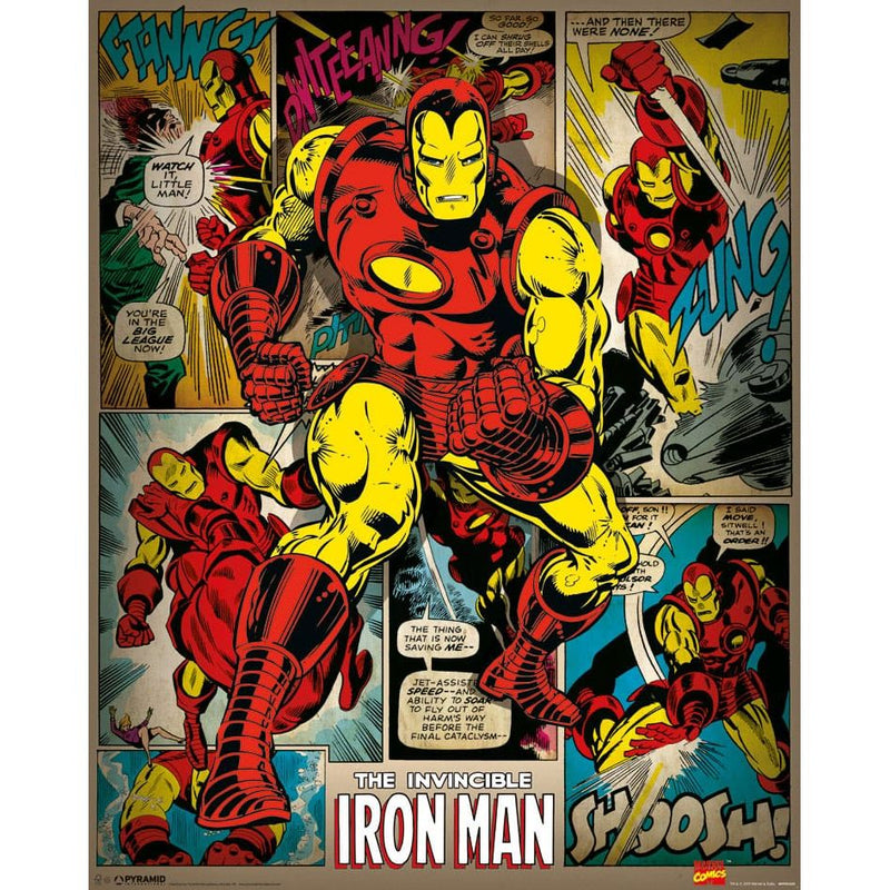 Marvel Comics Poster Pack Iron Man Retro 40 x 50 CM - Pack Of 4
