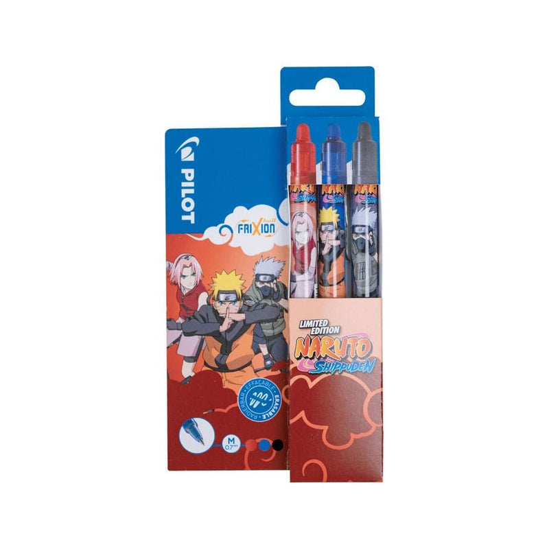 Naruto Shippuden Rollerball Pen FriXion Clicker Naruto Limited Edition LE 0.7 - Pack Of 3