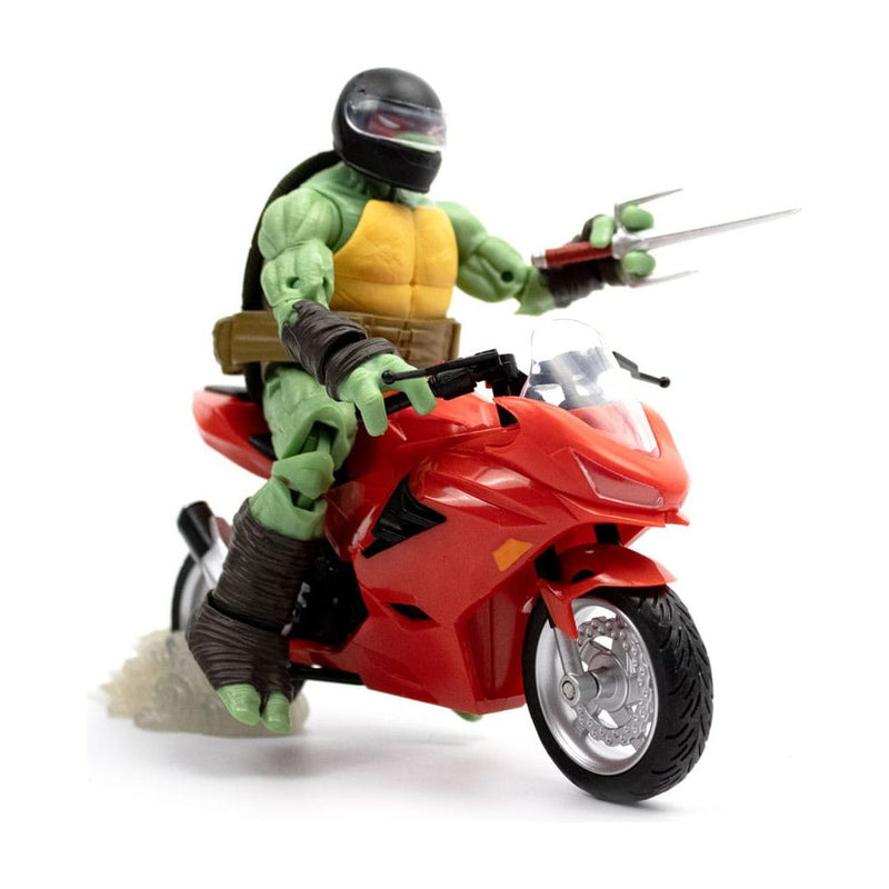Teenage Mutant Ninja Turtles BST AXN Action Figure with Vehicle Raphael with Motorcycle IDW Comics 13 CM