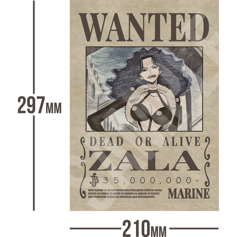 Zala One Piece Wanted Bounty A4 Poster 35,000,000 Belly