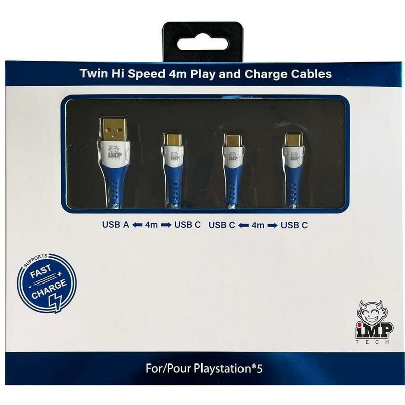 Imp 4M Braided Fast Charge & Play Cable Twin Pack PS5
