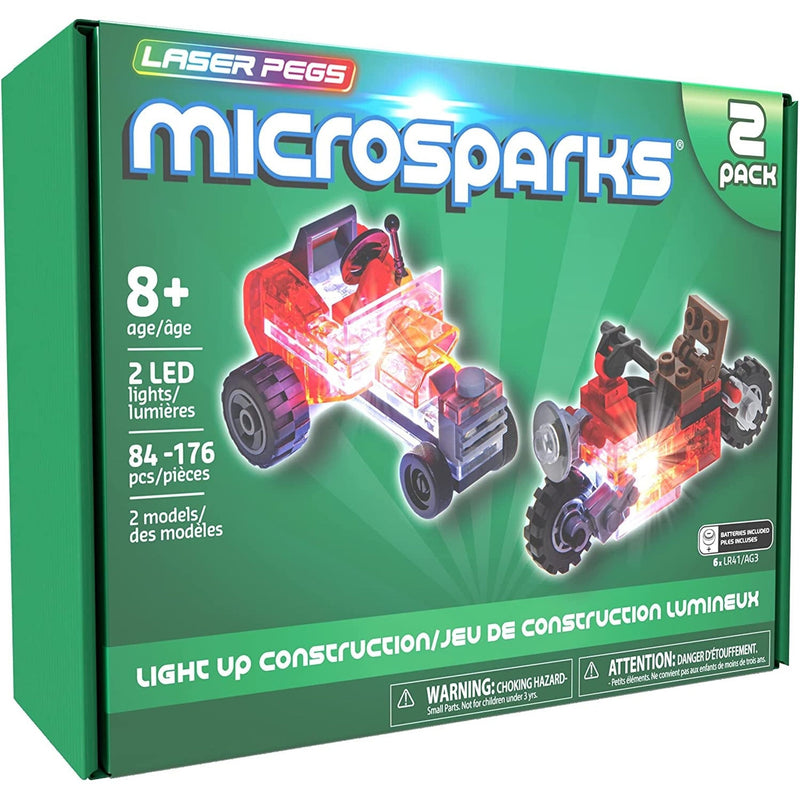 Laser Pegs Microsparks Vehicles 2 Pack Mini Rod / Red Motorcycle Toys