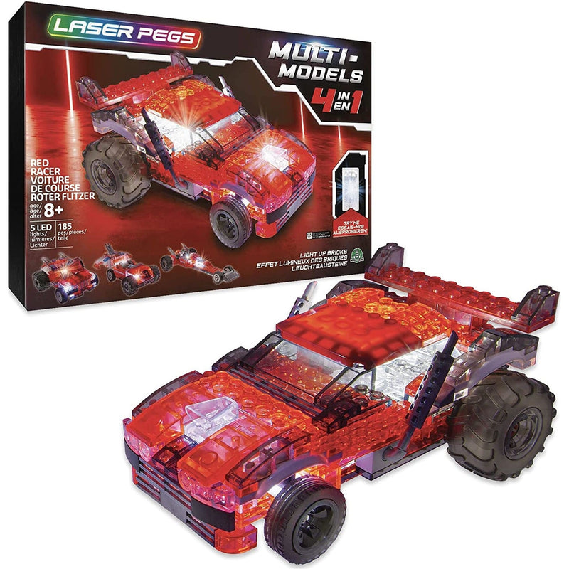 Laser Pegs Multi Models 4-in-1 Red Racer Toys