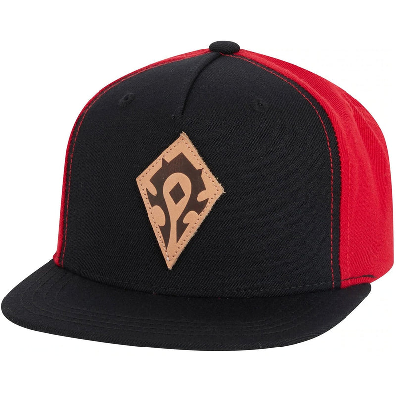 World Of Warcraft Horde Leather Emblem Hat SnapBack Black / Red