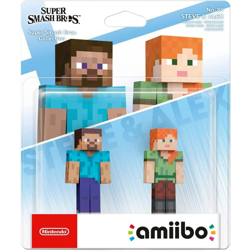 Amiibo Character 2 Pack Minecraft Steve & Alex Super Smash Bros. Collection