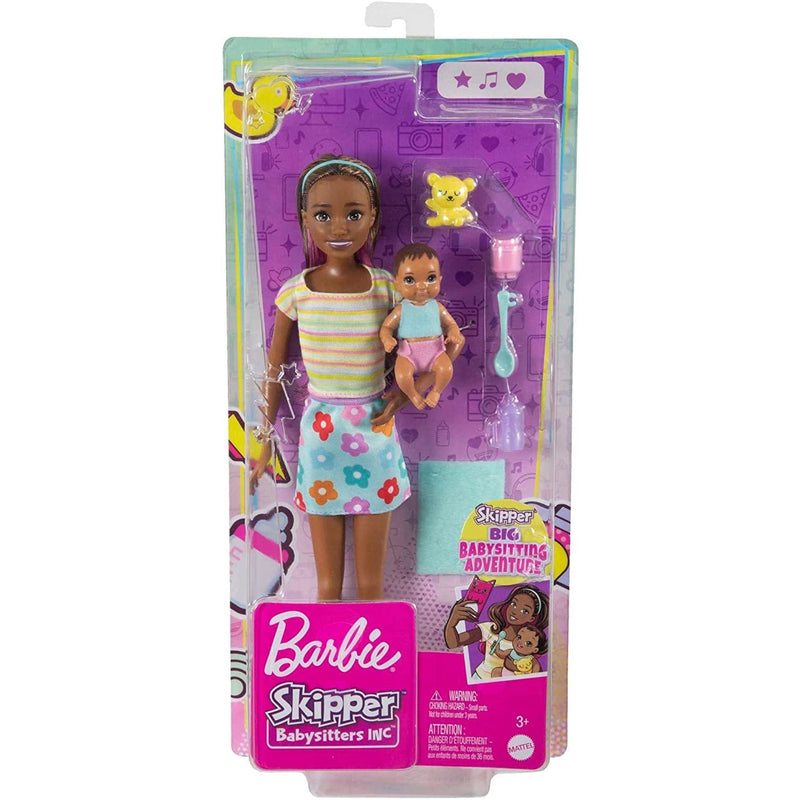 Barbie Skipper Babysitter Brown hair Doll with Baby Doll Toys