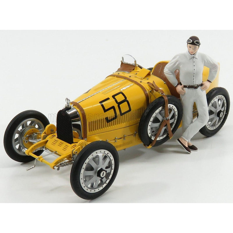 Bugatti T35 N 58 With Driver Figure 1924 Yellow 1:18
