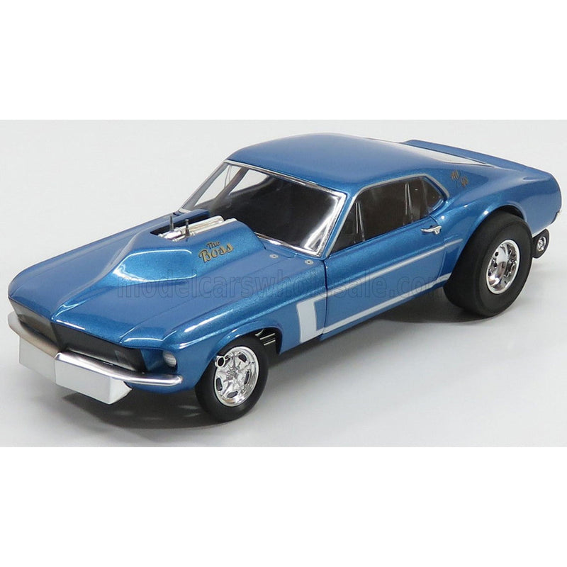 Ford USA Mustang Boss Gasser Coupe 1969 Blue Met White 1:18