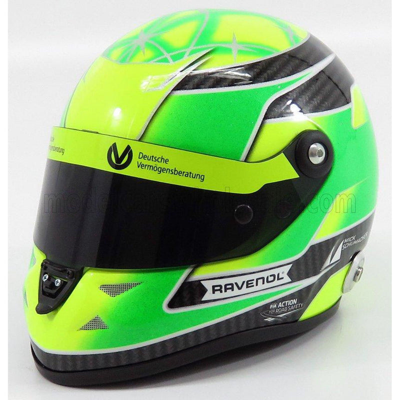 Schuberth Helmet F3 Casco Helmet Dallara Team Theodore Racing - Prema Powerteam N 4 European Champion 2018 Mick Schumacher Green Yellow 1:2