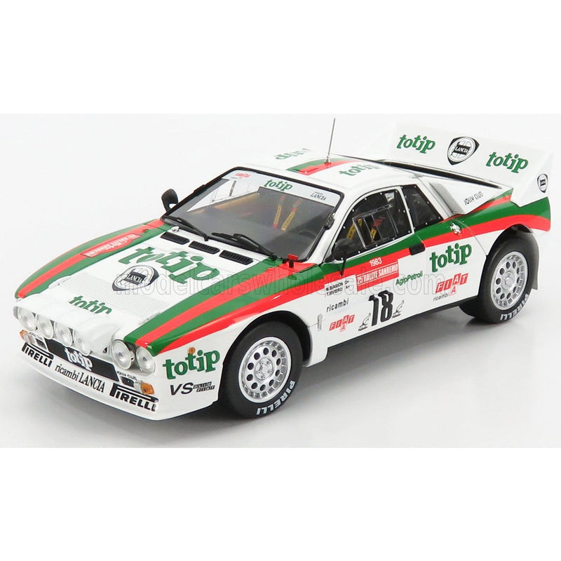 Lancia 037 Jolly Club Totip N 18 Rally Sanremo (Night Version) 1983 M.Biasion - T.Siviero White Green 1:18