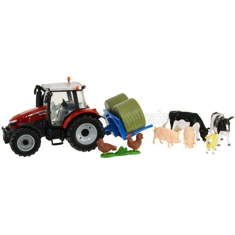 Massey Ferguson 5612 Tractor With Animals 2016 Red Silver 1:32