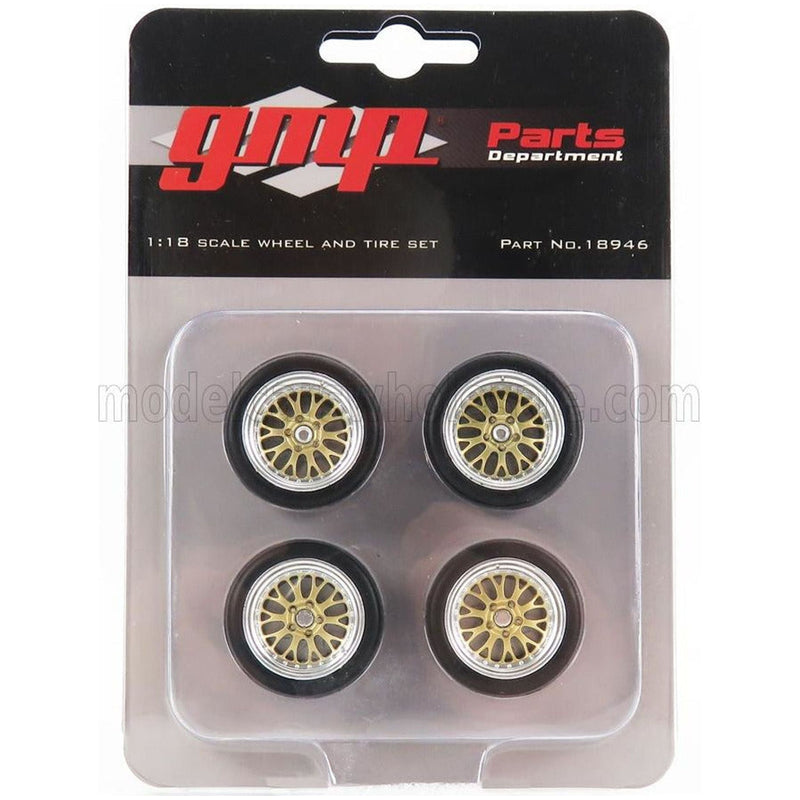 Accessories Set 4X Ruote 4X Wheels Big Red Pro Touring Black Silver Gold - 1:18